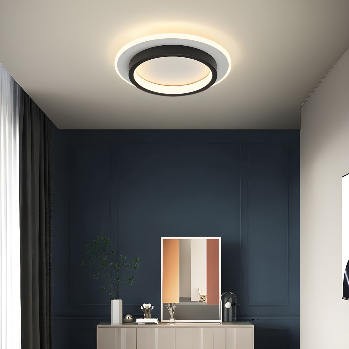 Modern Round LED Ceiling Light with Metal and Acrylic Design