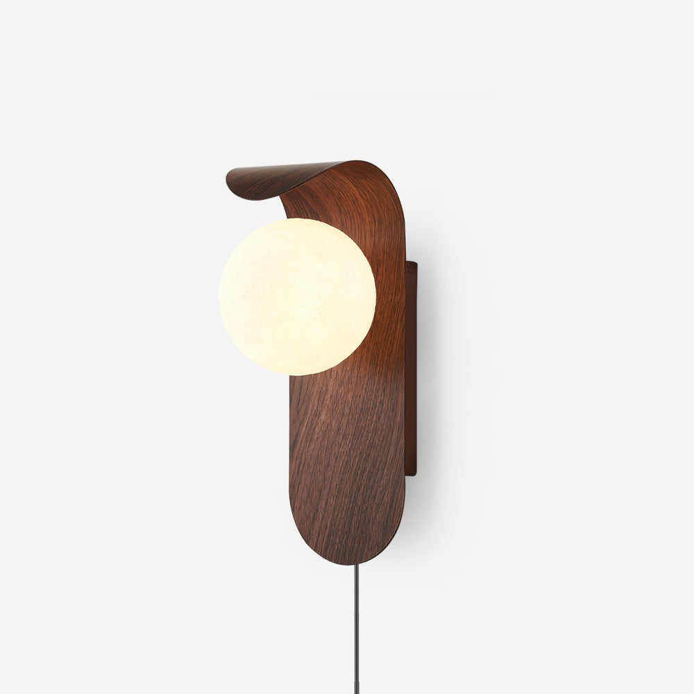 Modern Wood or Walnut Wall Light with Plug or Hardwired Options