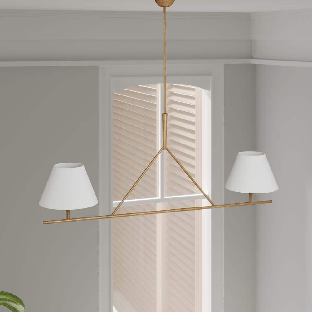 Modern Farmhouse Fabric Chandelier with Black Metal Frame