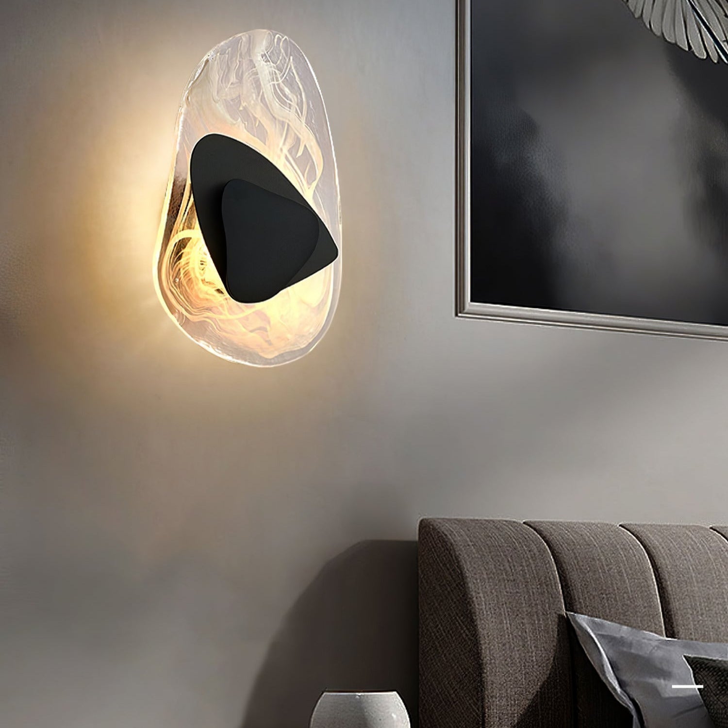 Modern Artistic Black Glass Wall Light for Living Room or Bedroom
