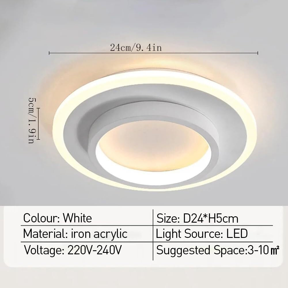 Modern Round LED Ceiling Light with Metal and Acrylic Design