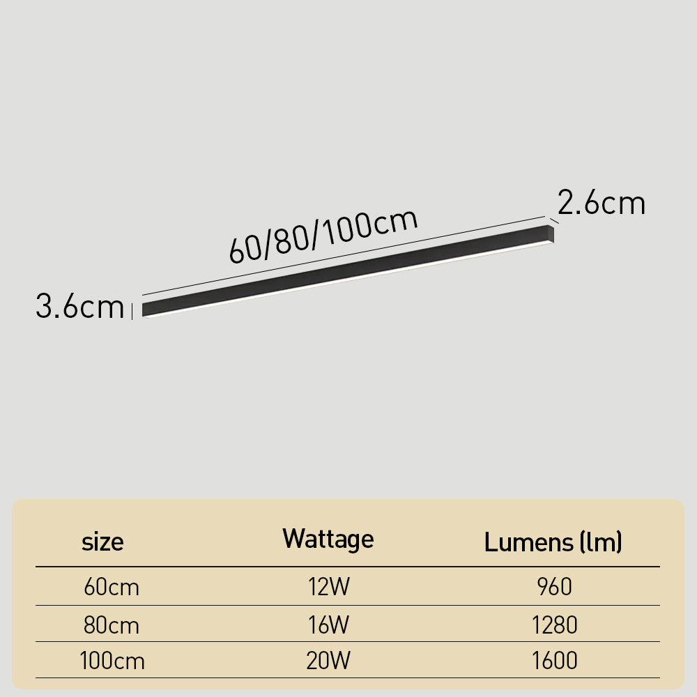 Minimalist Long Strip LED Ceiling Light for Living Room Bedroom and Hallway
