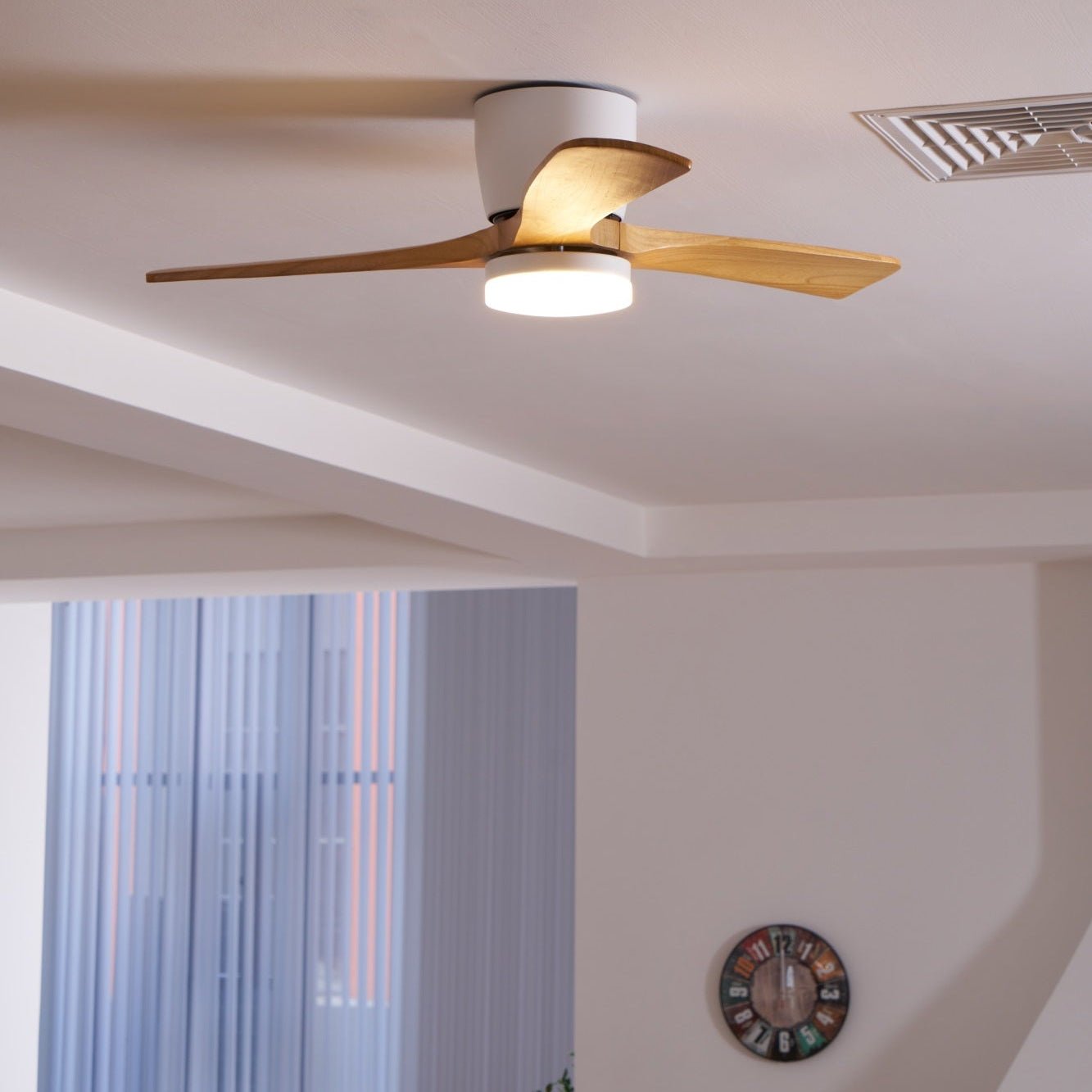 Nordic Wooden Ceiling Fan Light with Remote LED