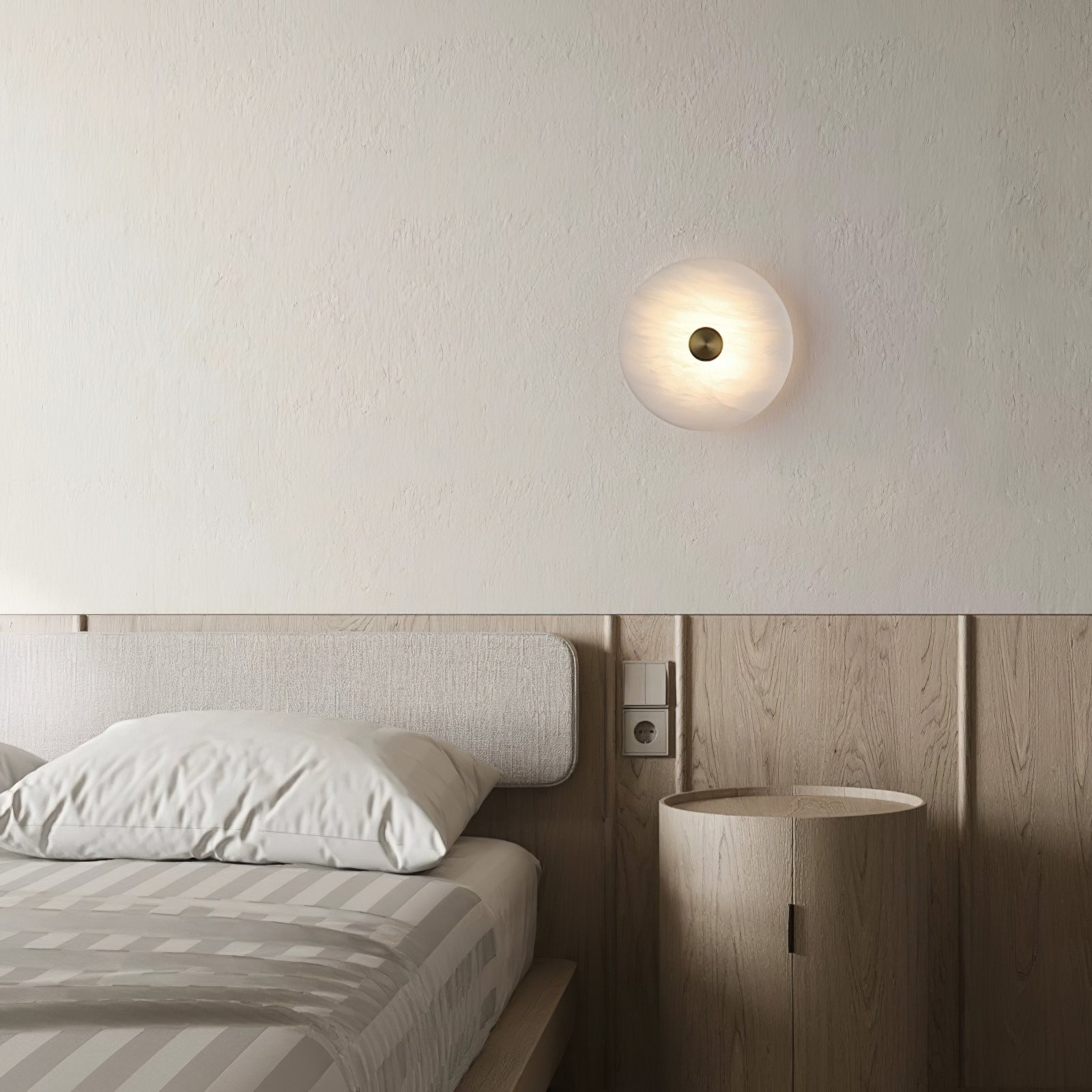 Modern Round Alabaster Wall Light for Elegant Interiors