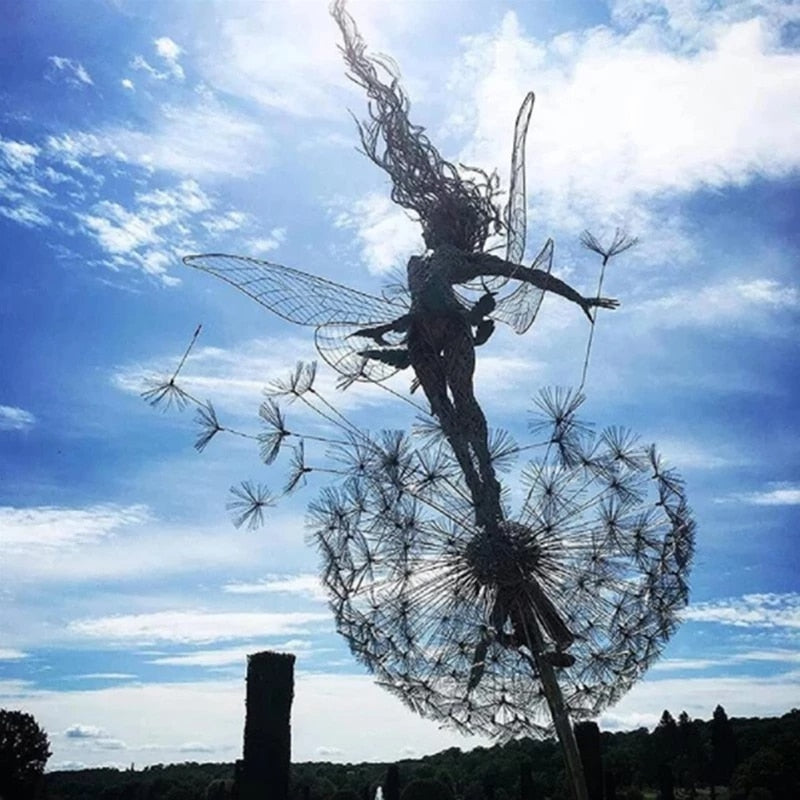 Enchanting Metal Fairy Garden Sculpture - Weather-Resistant Outdoor Decor for Garden Art and Ornaments 1