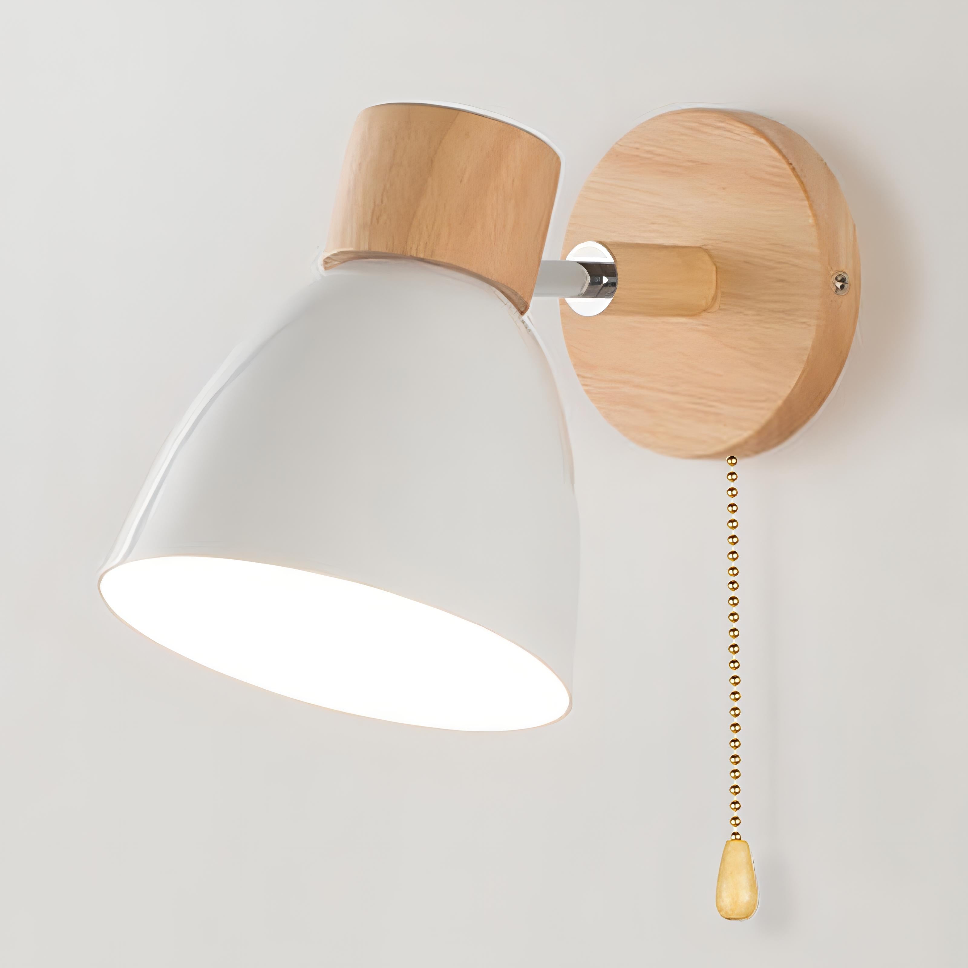 Wooden Nordic Wall Light – Modern Hanging Pull-Switch Lamp