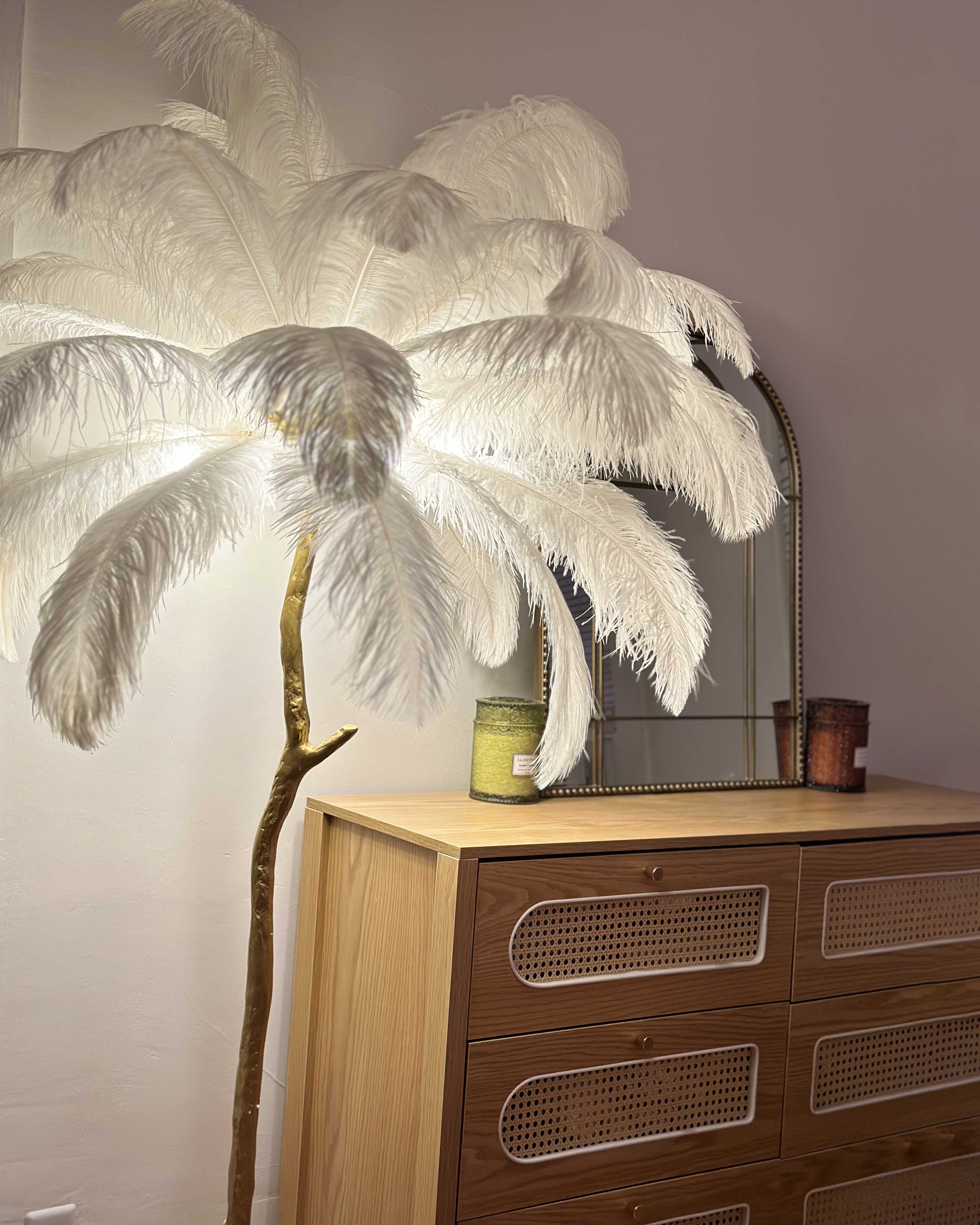 Feather Palm Tree Floor Lamp for Living Room or Bedroom