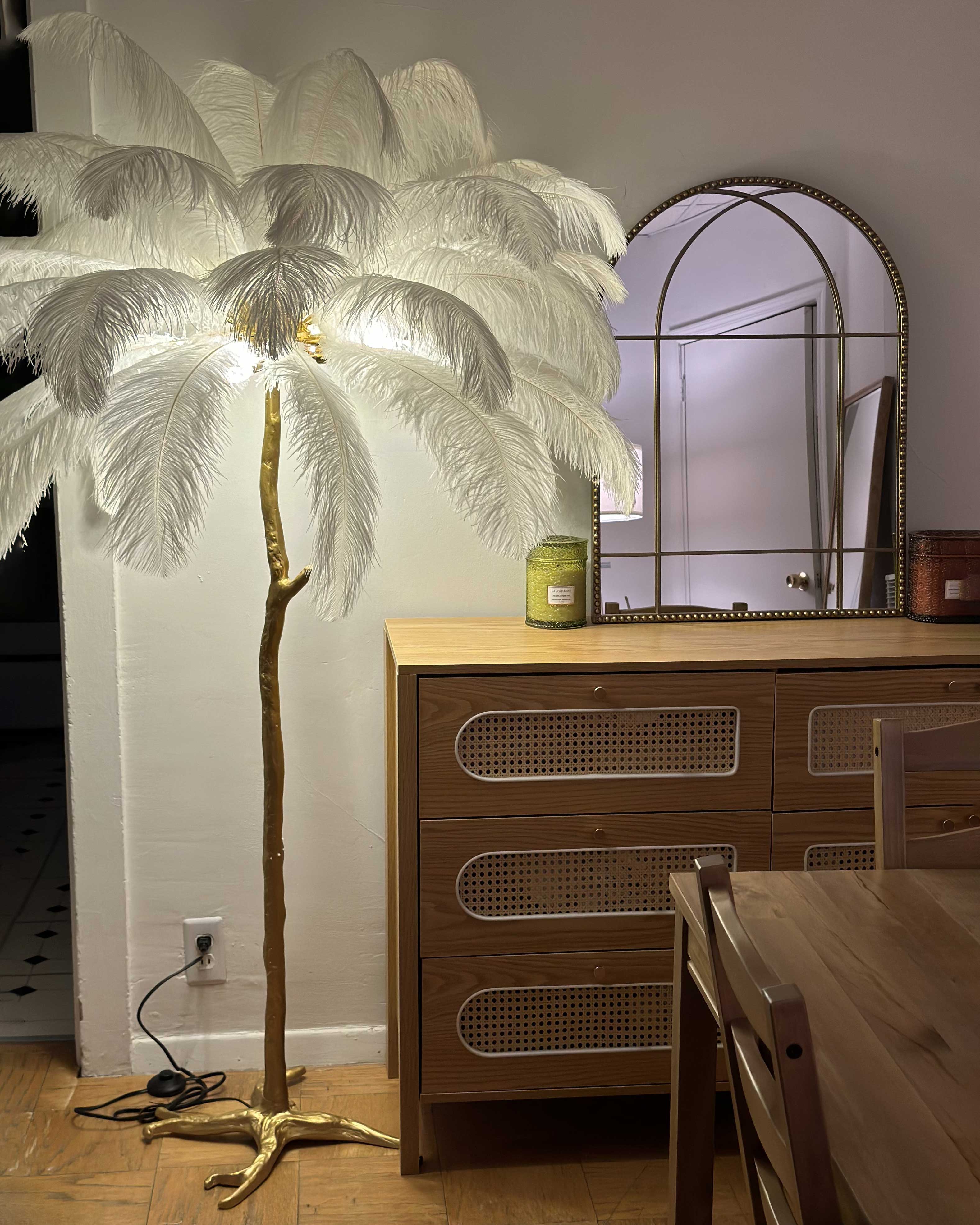 Feather Palm Tree Floor Lamp for Living Room or Bedroom