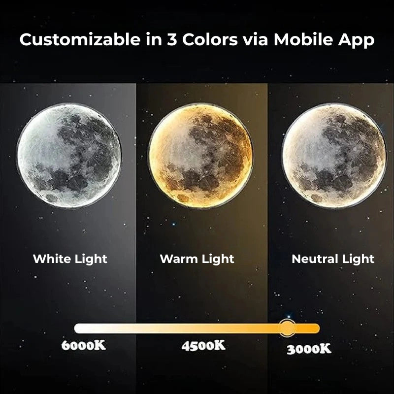 LED Moon Wall Lamp – Dimmable 3-Color Remote-Controlled Light