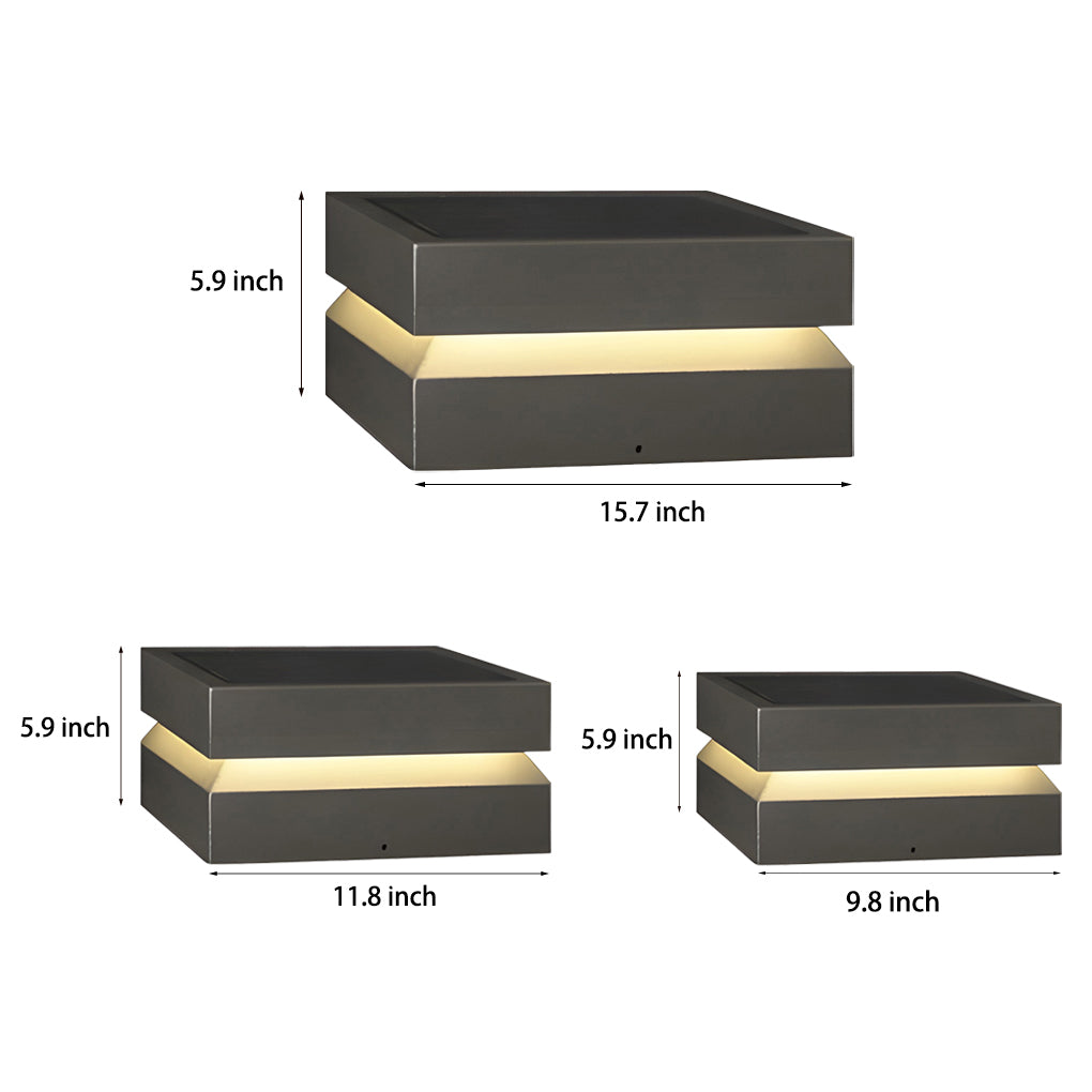 Modern Square Solar LED Post Cap Light Waterproof 3000K