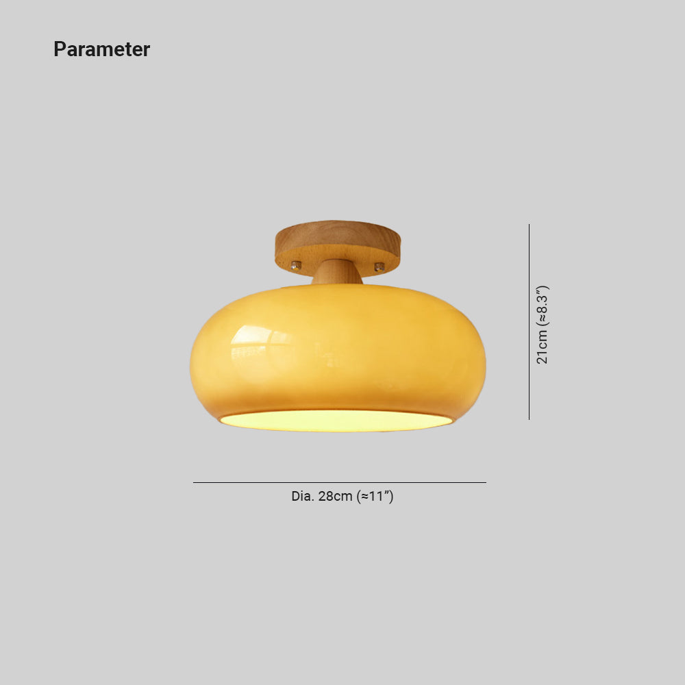 Modern Wood and Glass LED Flush Mount Ceiling Light