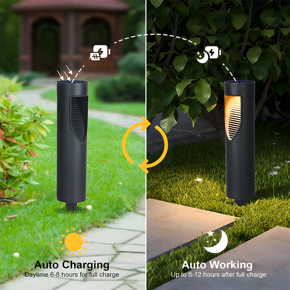 Black Solar Powered Outdoor Garden Floor Light
