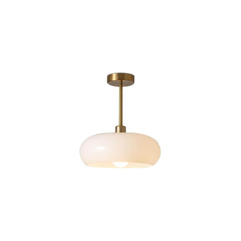 Amber Glass Round Ceiling Light Warm Retro Flush Mount