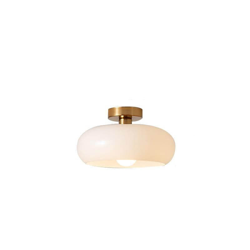 Amber Glass Round Ceiling Light Warm Retro Flush Mount