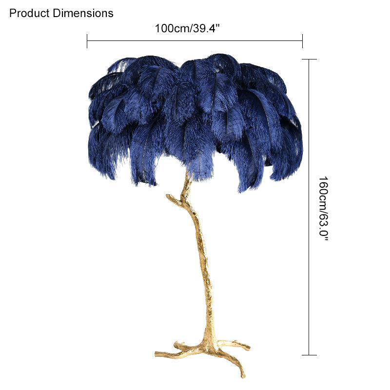 Feather Palm Tree Floor Lamp for Living Room or Bedroom