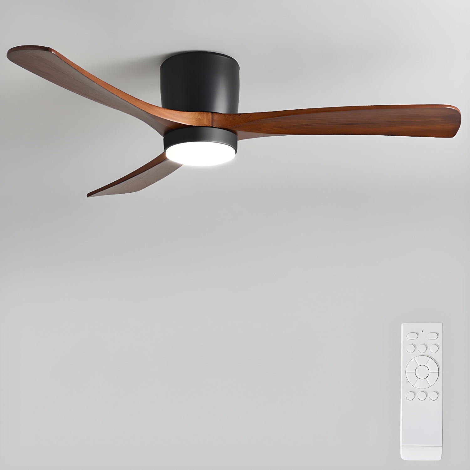 Nordic Wooden Ceiling Fan Light with Remote LED