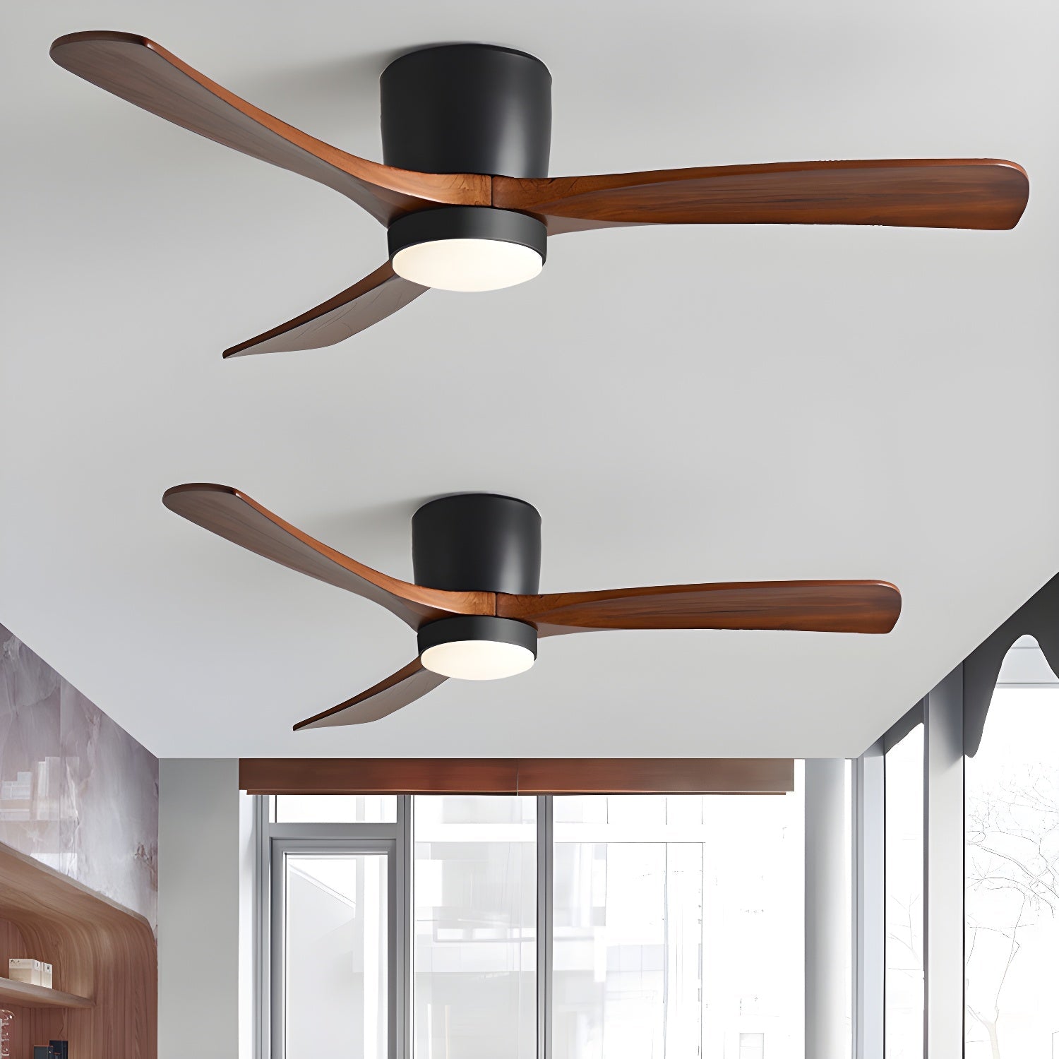 Nordic Wooden Ceiling Fan Light with Remote LED
