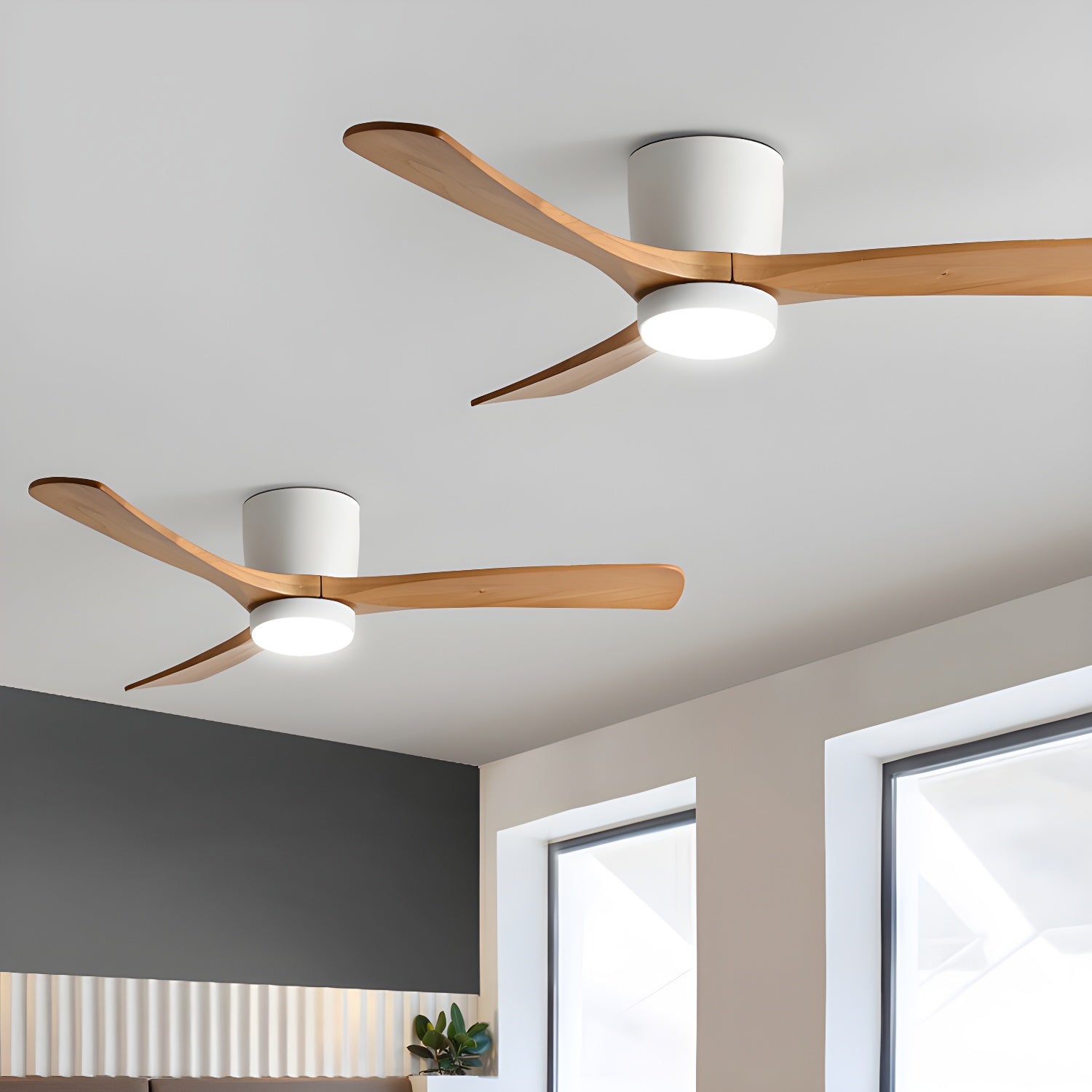 Nordic Wooden Ceiling Fan Light with Remote LED