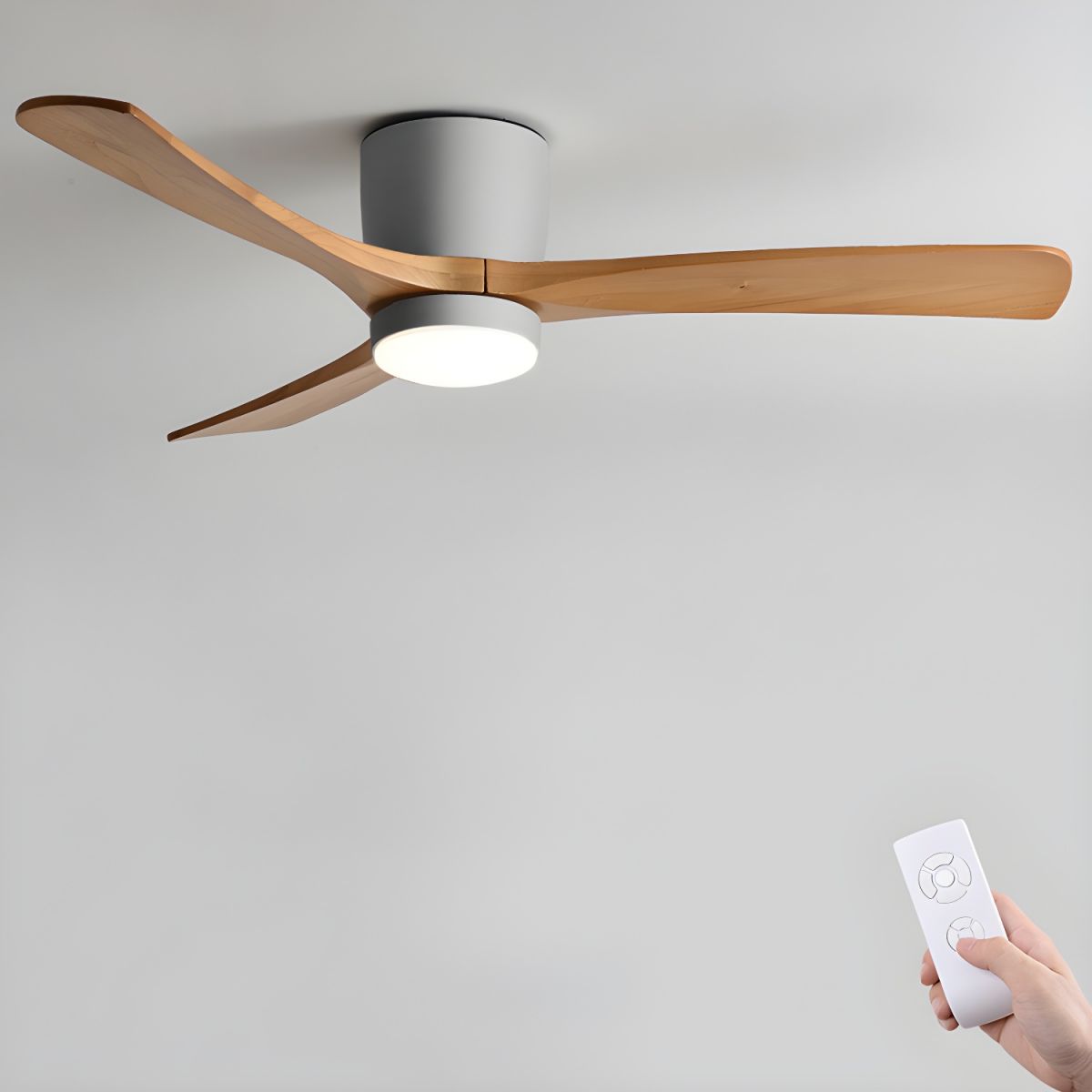 Nordic Wooden Ceiling Fan Light with Remote LED