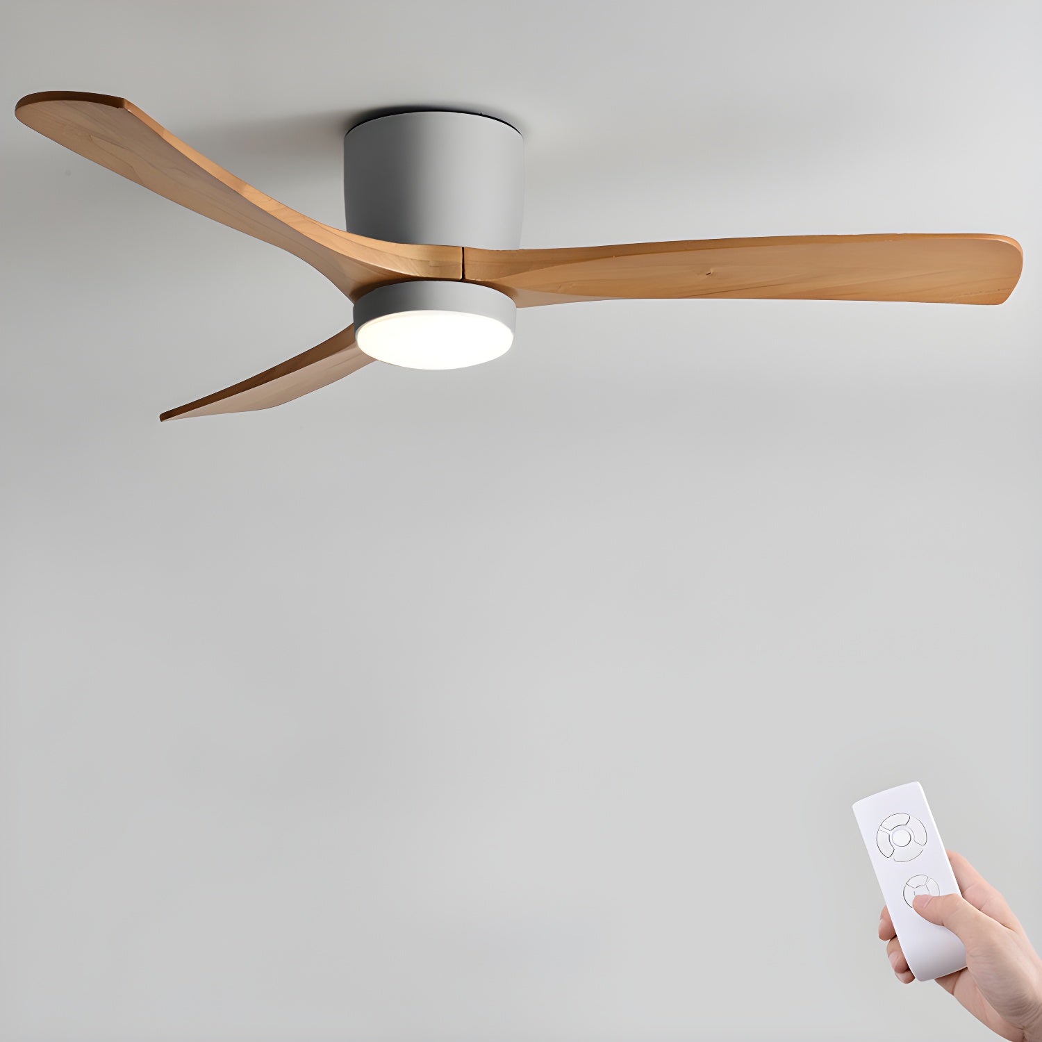 Nordic Wooden Ceiling Fan Light with Remote LED