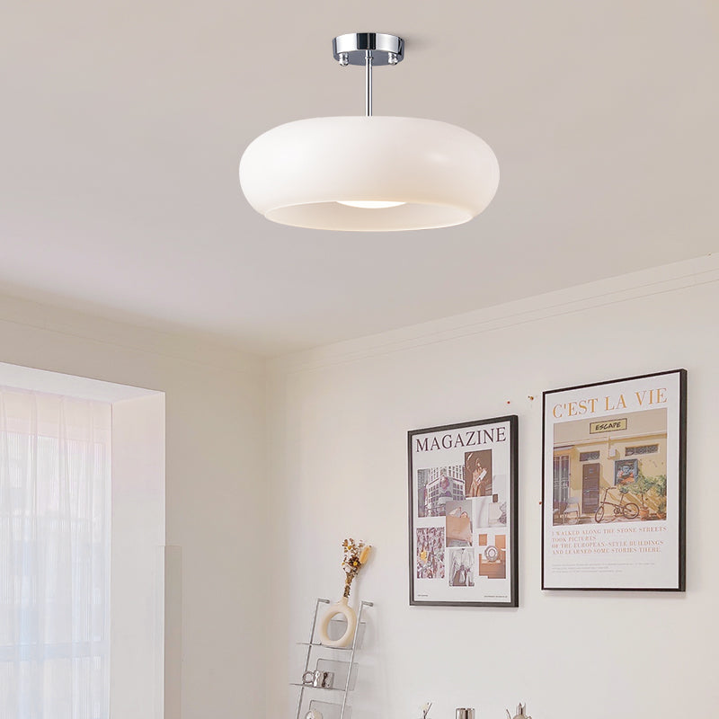 Amber Glass Round Ceiling Light Warm Retro Flush Mount