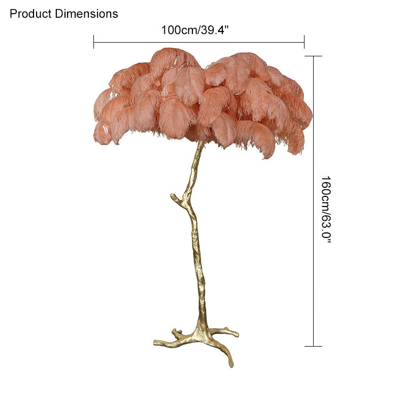 Feather Palm Tree Floor Lamp for Living Room or Bedroom