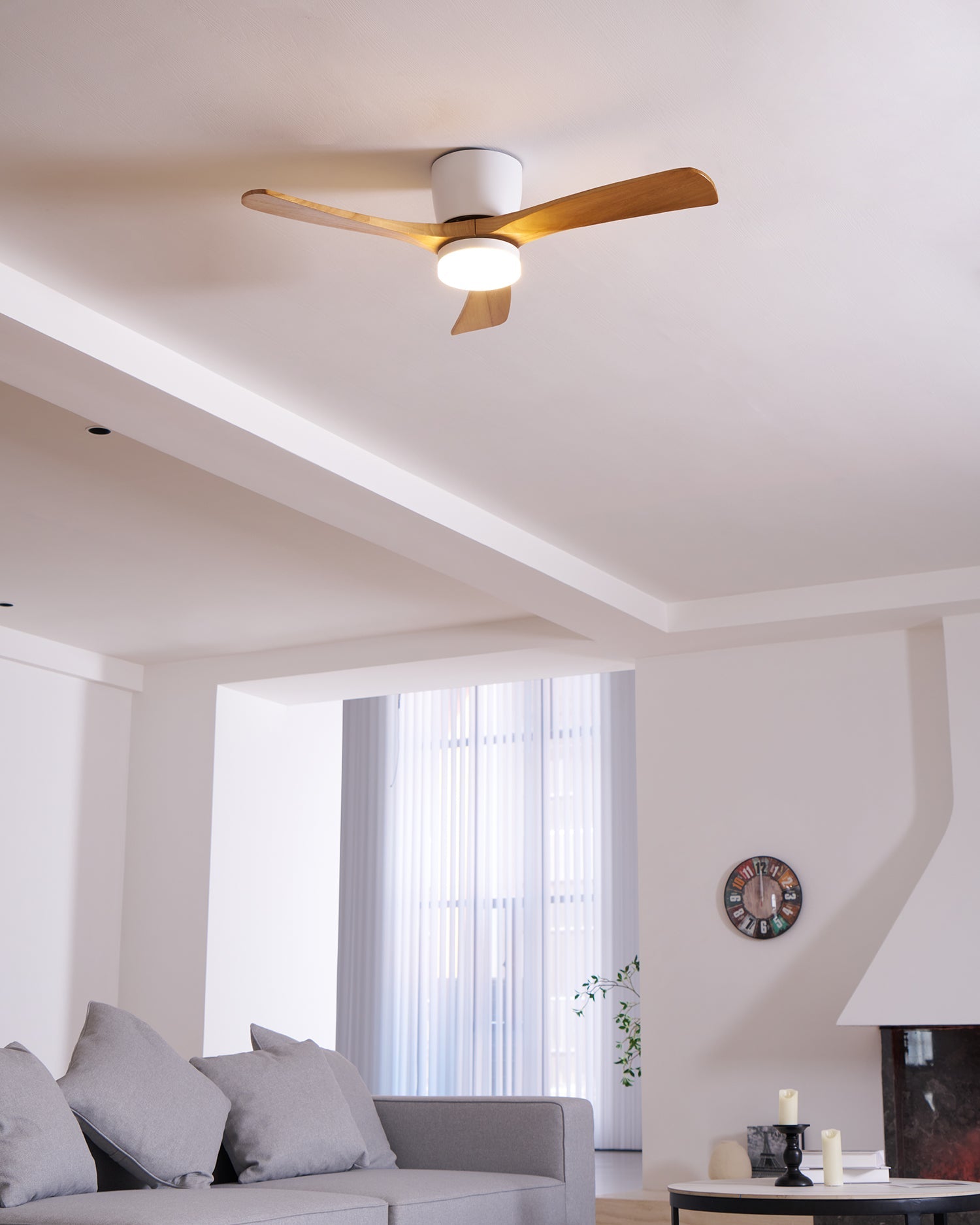 Nordic Wooden Ceiling Fan Light with Remote LED