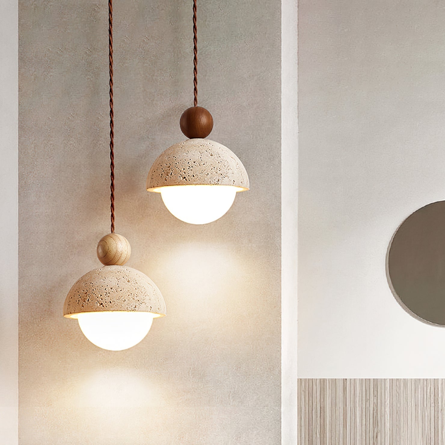Travertine Dome Glass Pendant Light for Modern Interiors