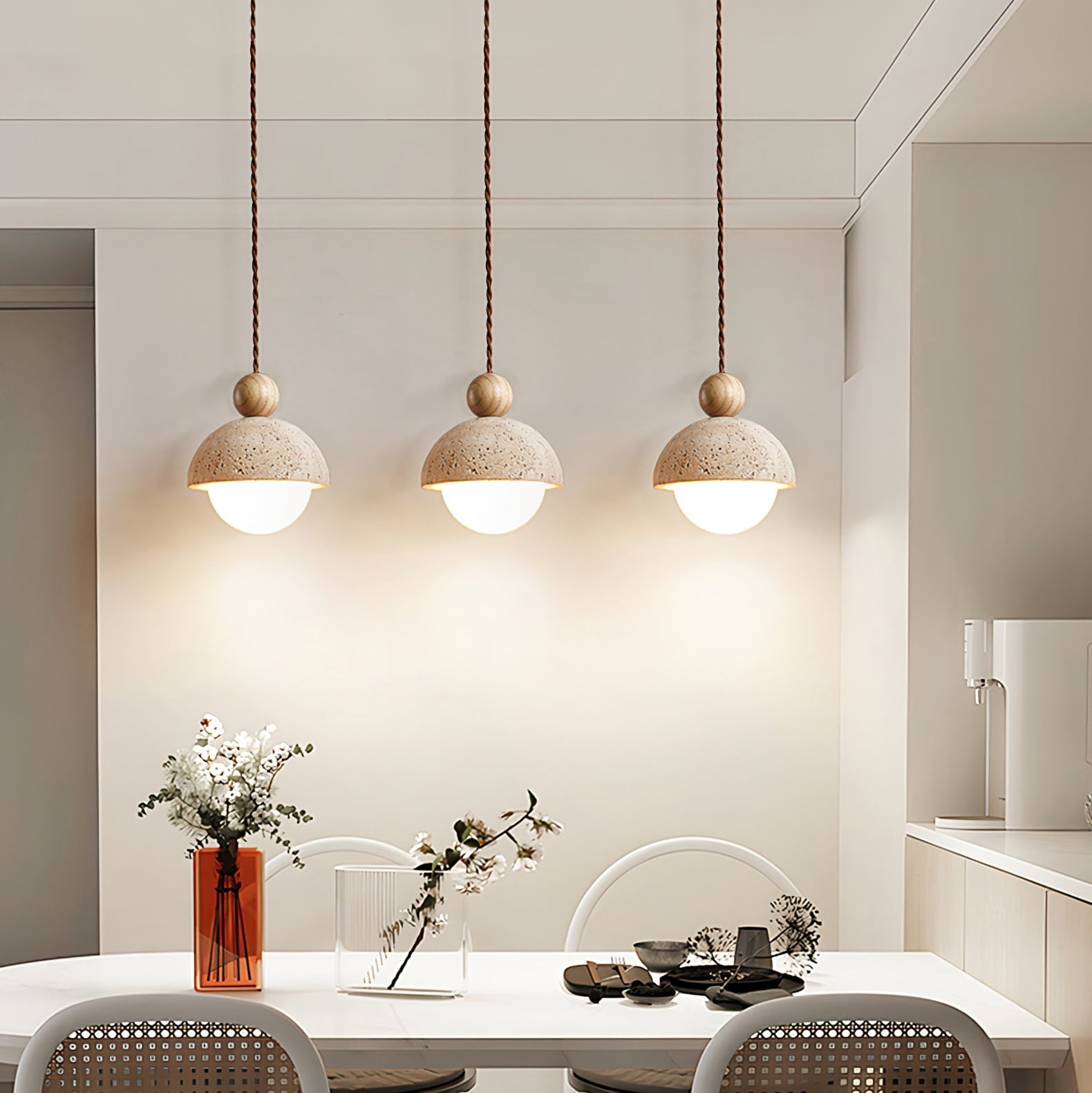 Travertine Dome Glass Pendant Light for Modern Interiors