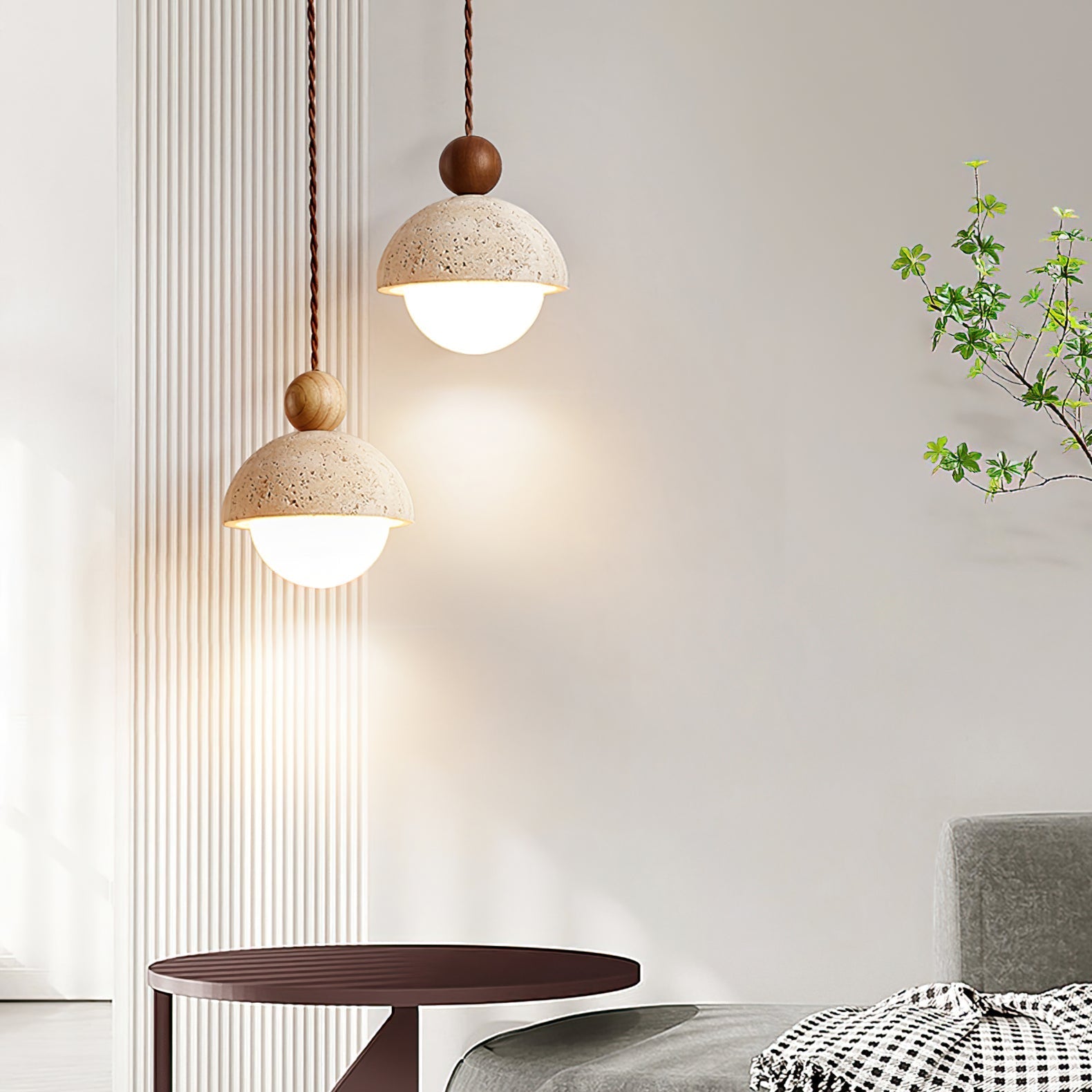 Travertine Dome Glass Pendant Light for Modern Interiors