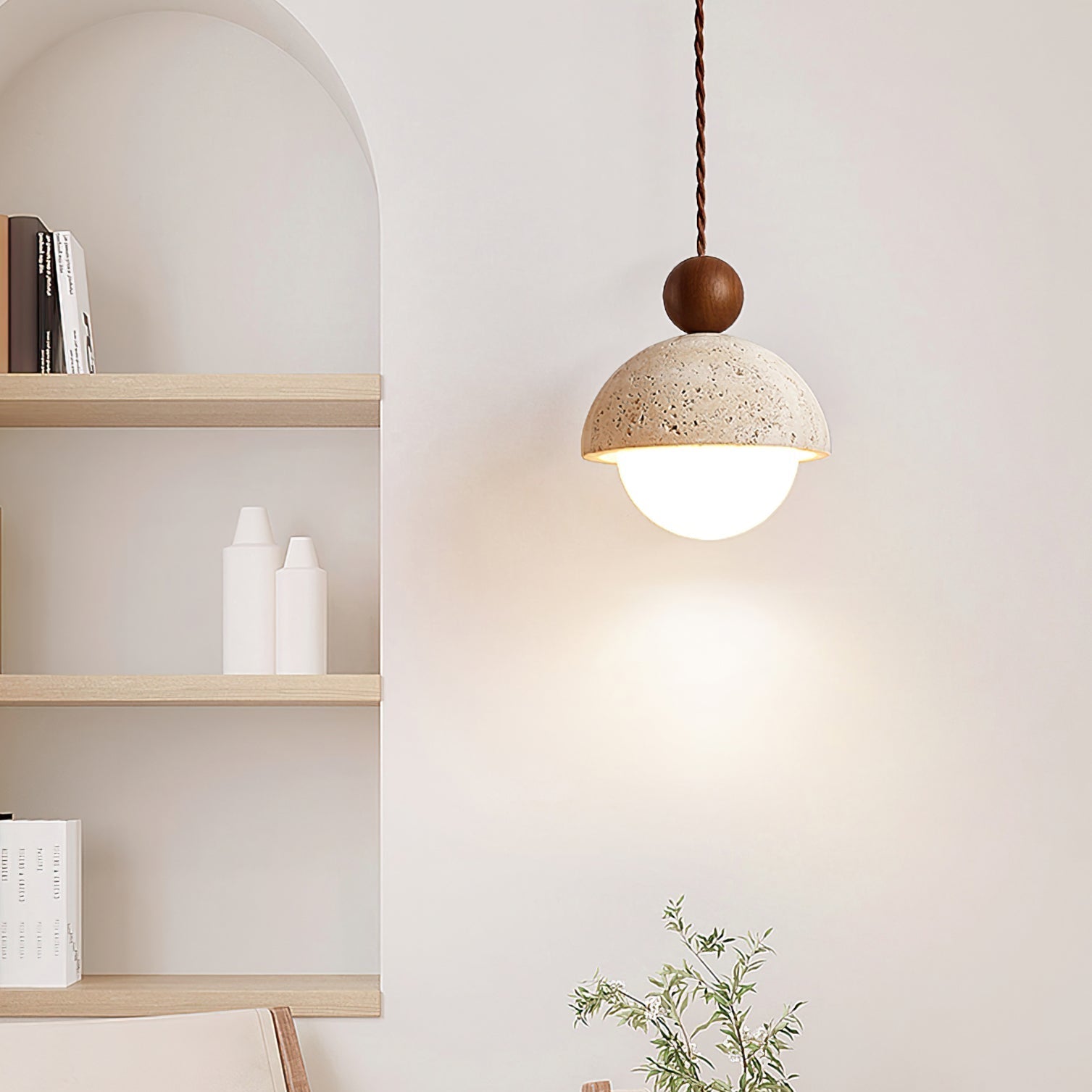 Travertine Dome Glass Pendant Light for Modern Interiors
