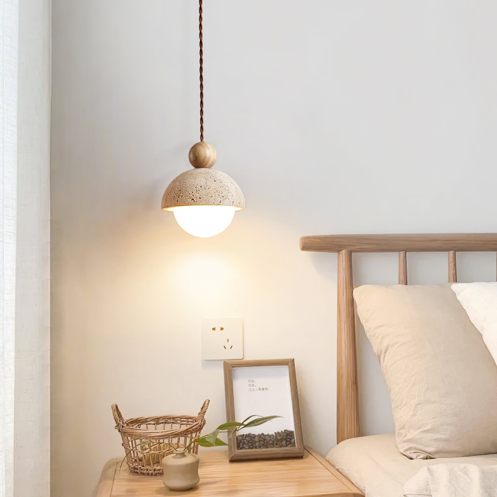 Travertine Dome Glass Pendant Light for Modern Interiors