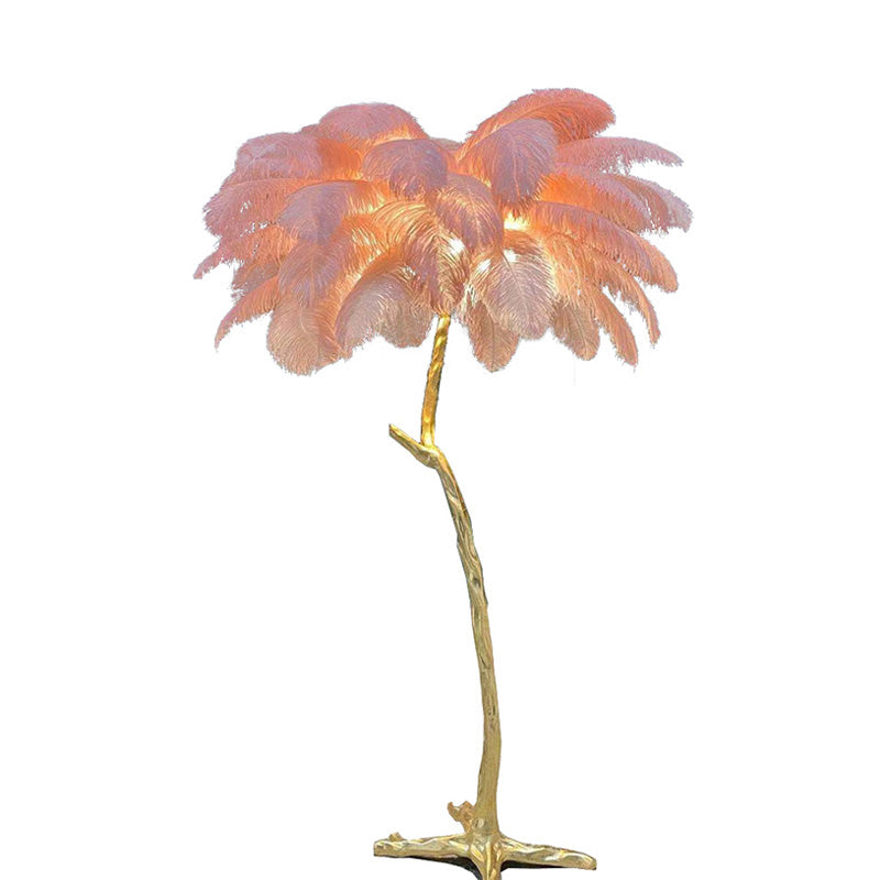 Feather Palm Tree Floor Lamp for Living Room or Bedroom