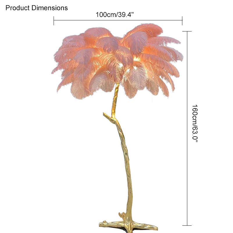 Feather Palm Tree Floor Lamp for Living Room or Bedroom