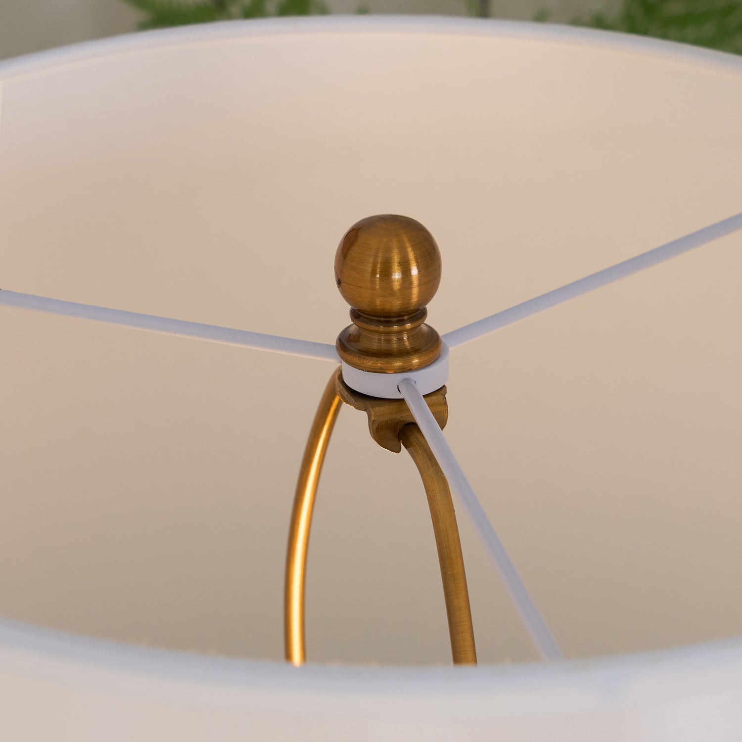 Polka Dot Ceramic Table Lamp with Fabric Shade and Brass Accents