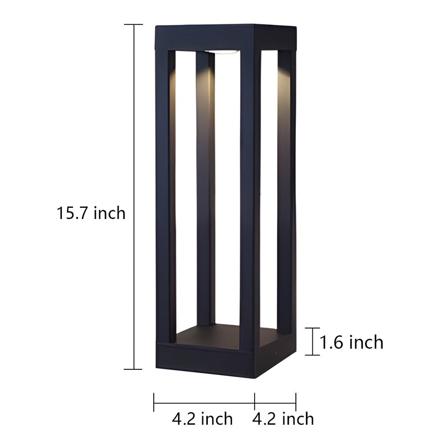 Black 4-Beam LED Bollard Light 7W Waterproof Garden Path Lamp