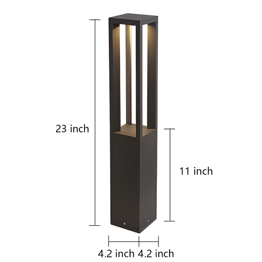 Black 4-Beam LED Bollard Light 7W Waterproof Garden Path Lamp