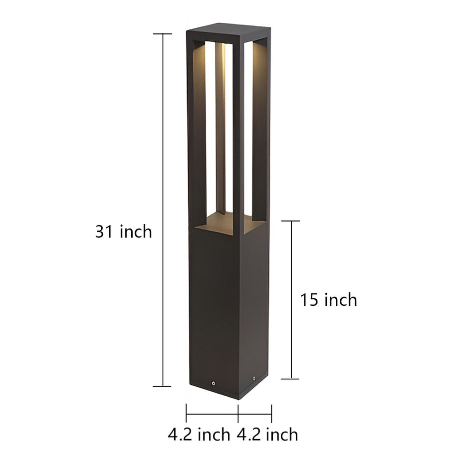 Black 4-Beam LED Bollard Light 7W Waterproof Garden Path Lamp