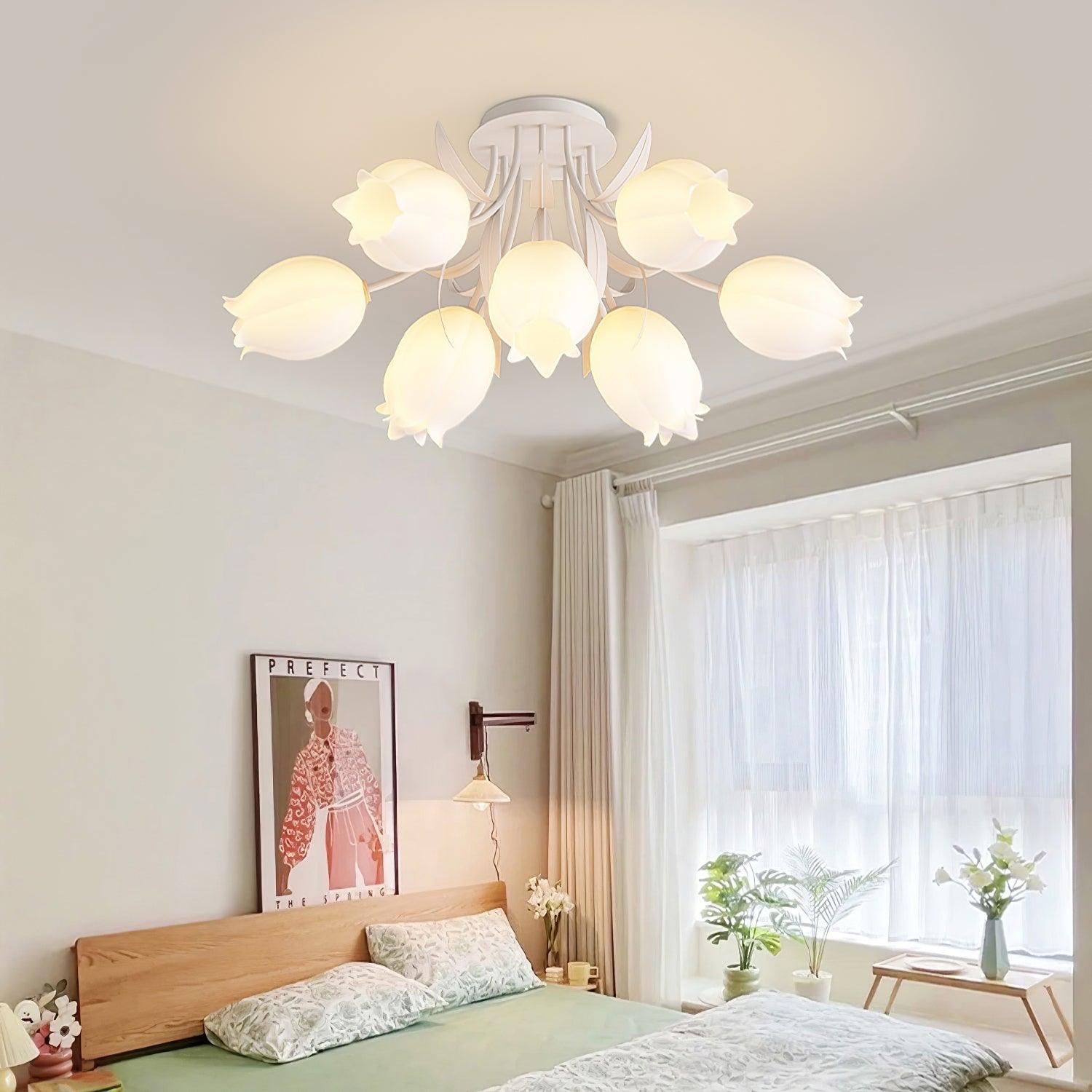 Floral Cream Lily Ceiling Light