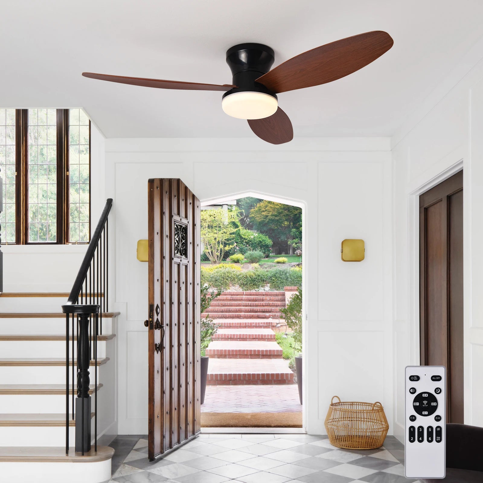 Ceiling Fan Light with Remote Control, 3 Color Modes and 6-Speed Cooling