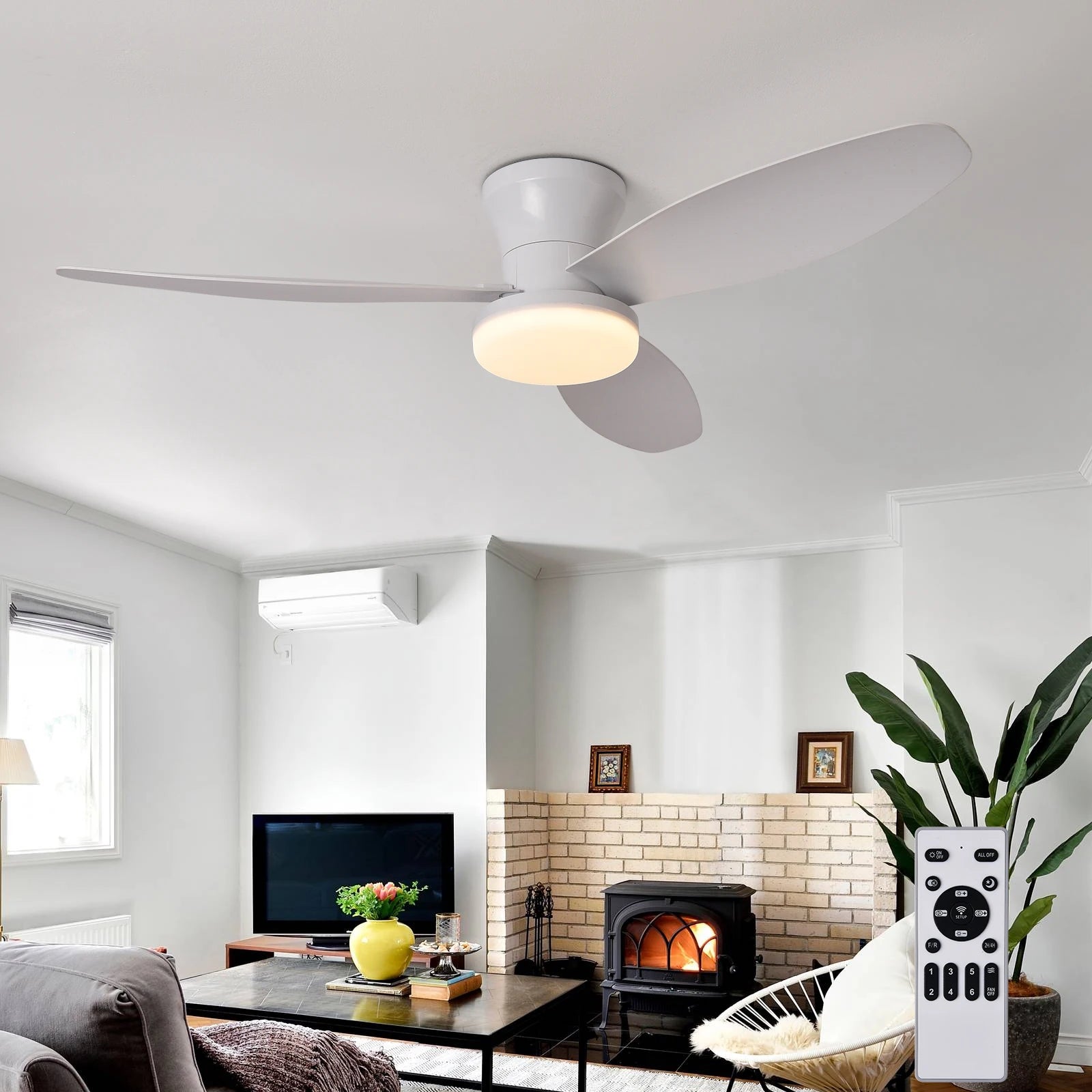 Ceiling Fan Light with Remote Control, 3 Color Modes and 6-Speed Cooling