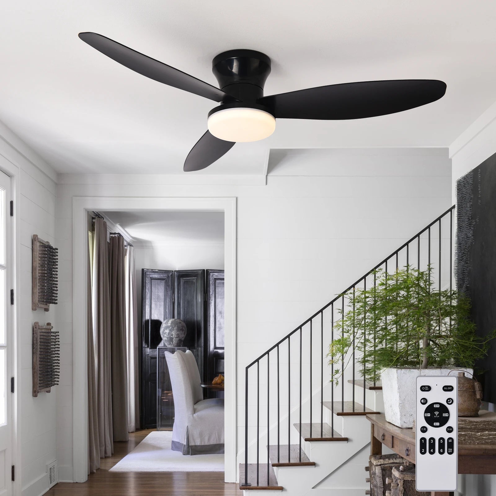 Ceiling Fan Light with Remote Control, 3 Color Modes and 6-Speed Cooling