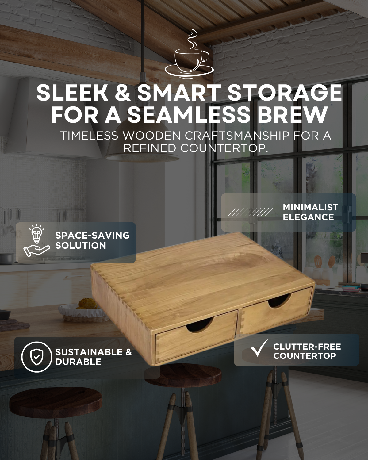 Wooden Coffee Pod Drawer Organizer