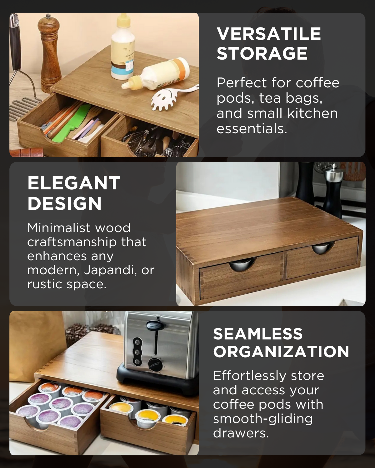 Wooden Coffee Pod Drawer Organizer