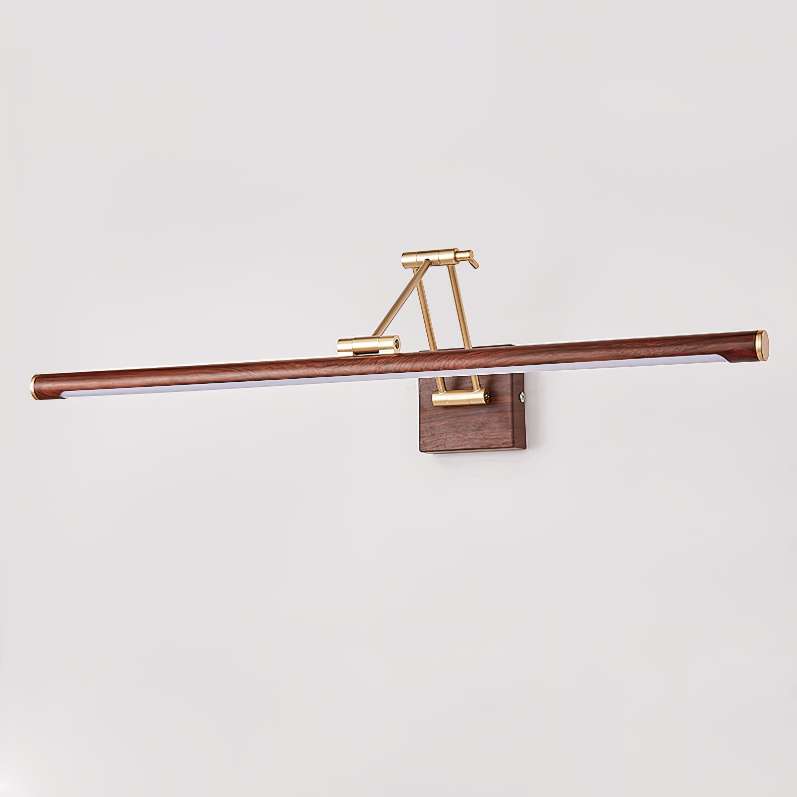Adjustable Walnut LED Wall Light with Brass Accent for Modern Interiors