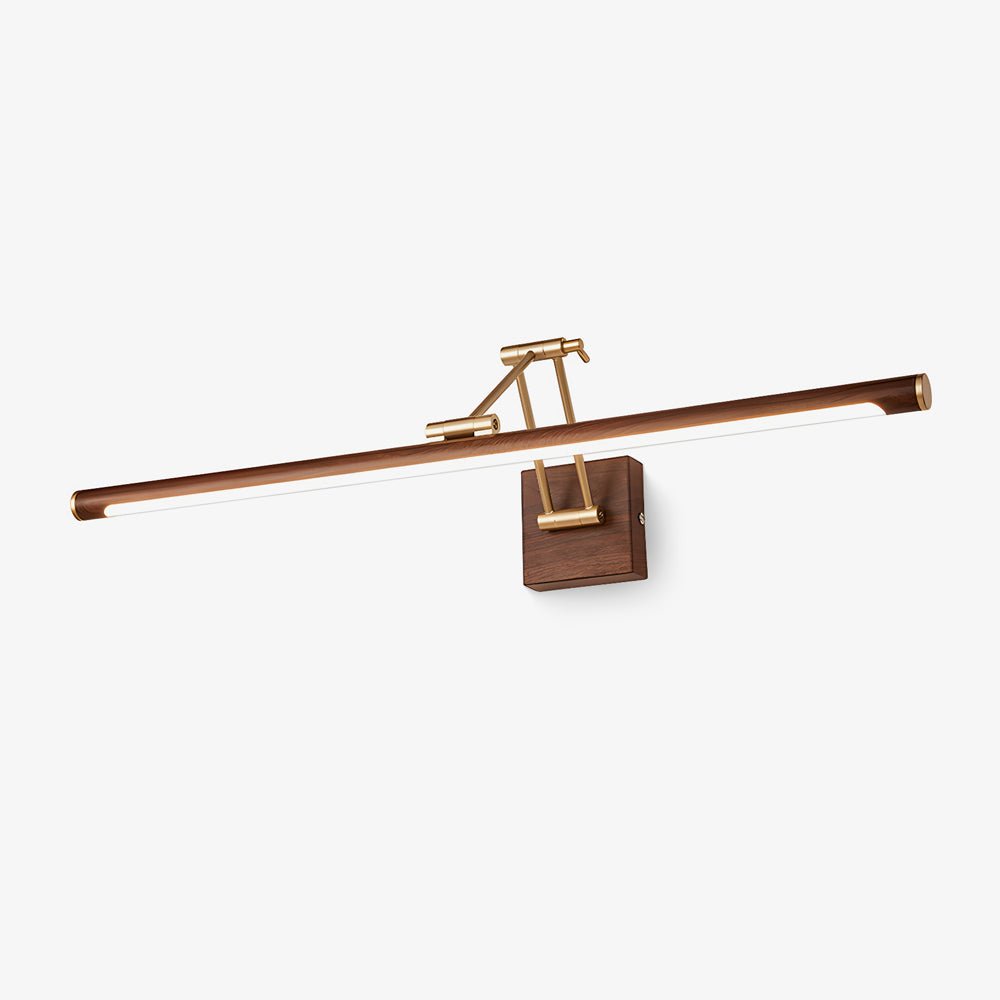 Adjustable Walnut LED Wall Light with Brass Accent for Modern Interiors