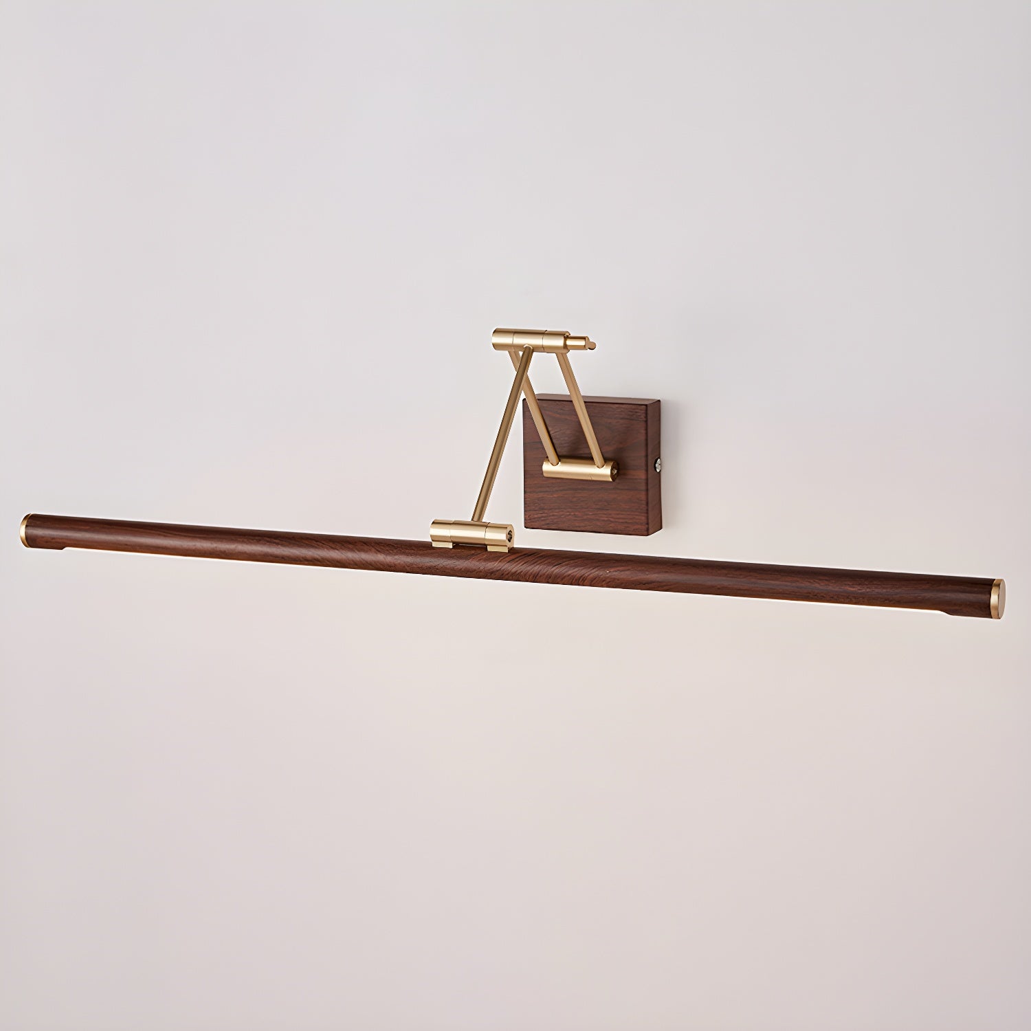 Adjustable Walnut LED Wall Light with Brass Accent for Modern Interiors