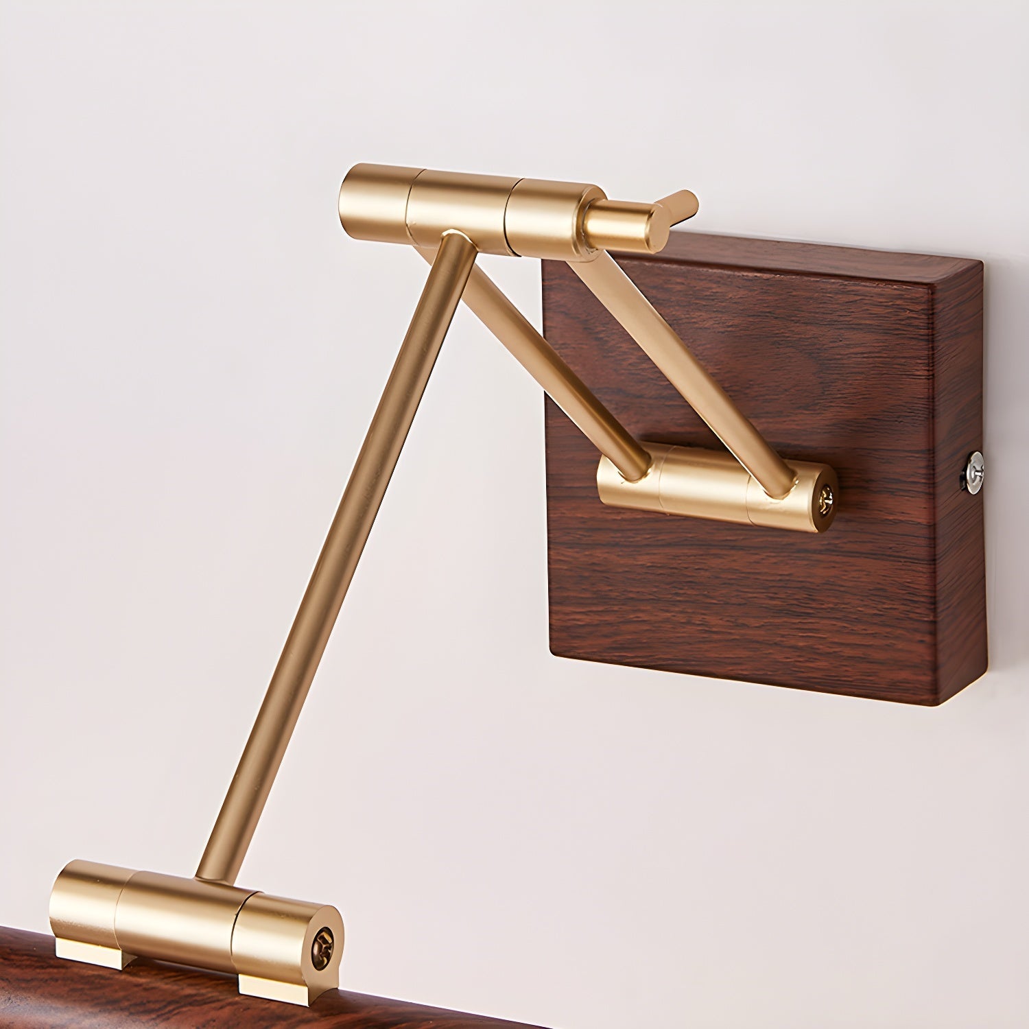 Adjustable Walnut LED Wall Light with Brass Accent for Modern Interiors