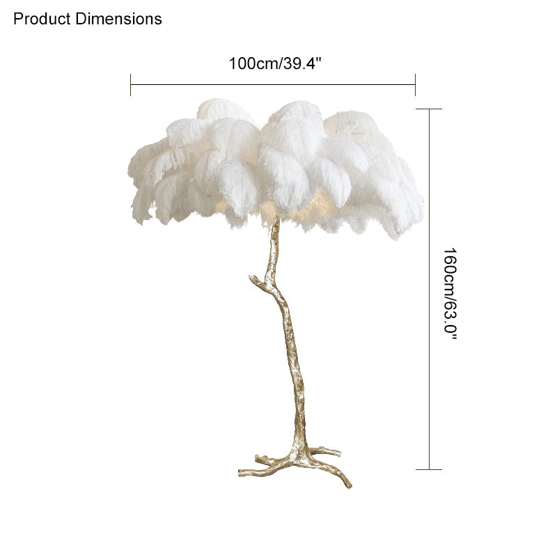 Feather Palm Tree Floor Lamp for Living Room or Bedroom