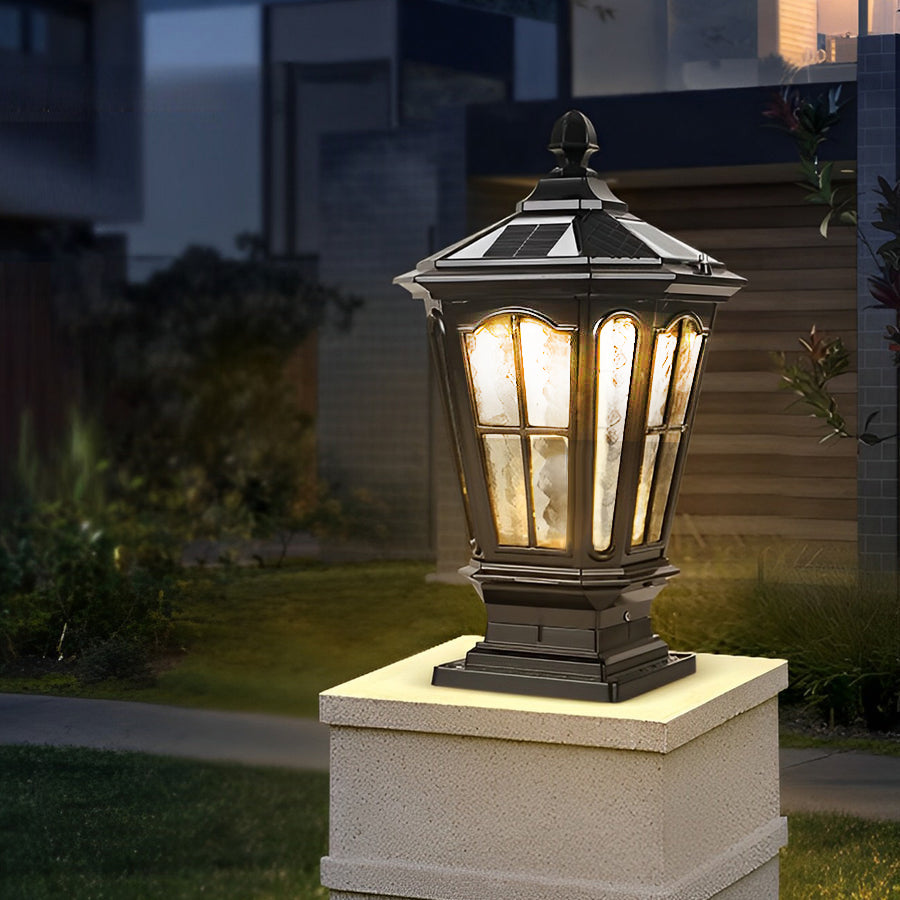Retro Solar LED Fence Post Light Waterproof Dual Power